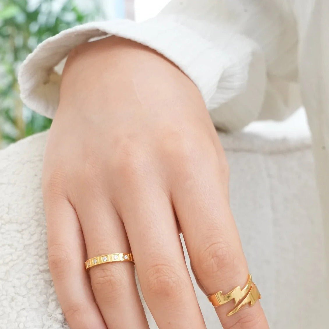 Ring Stone Blocks 18K Gold Plated
