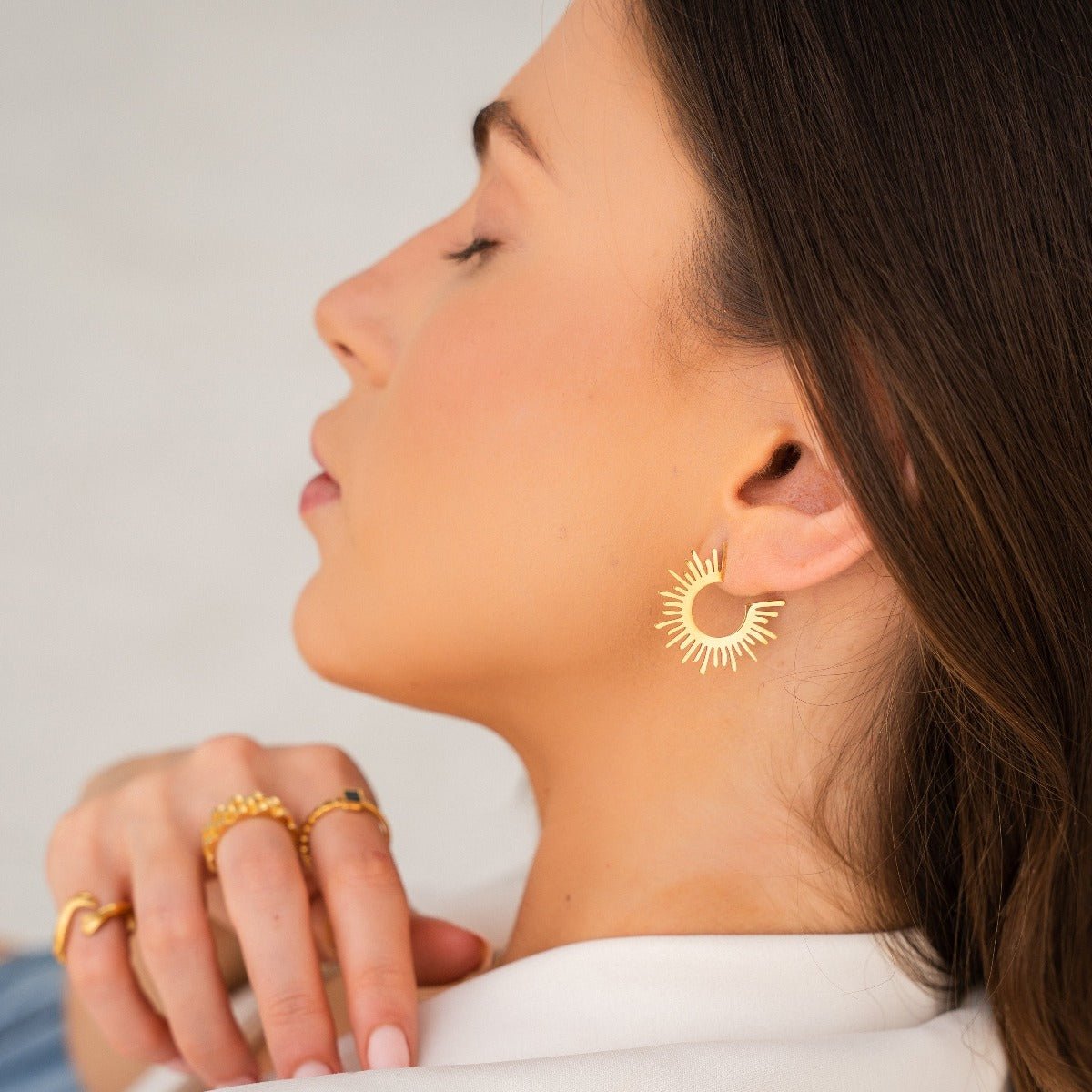 Spike Hoop Earring 18K Gold Plated