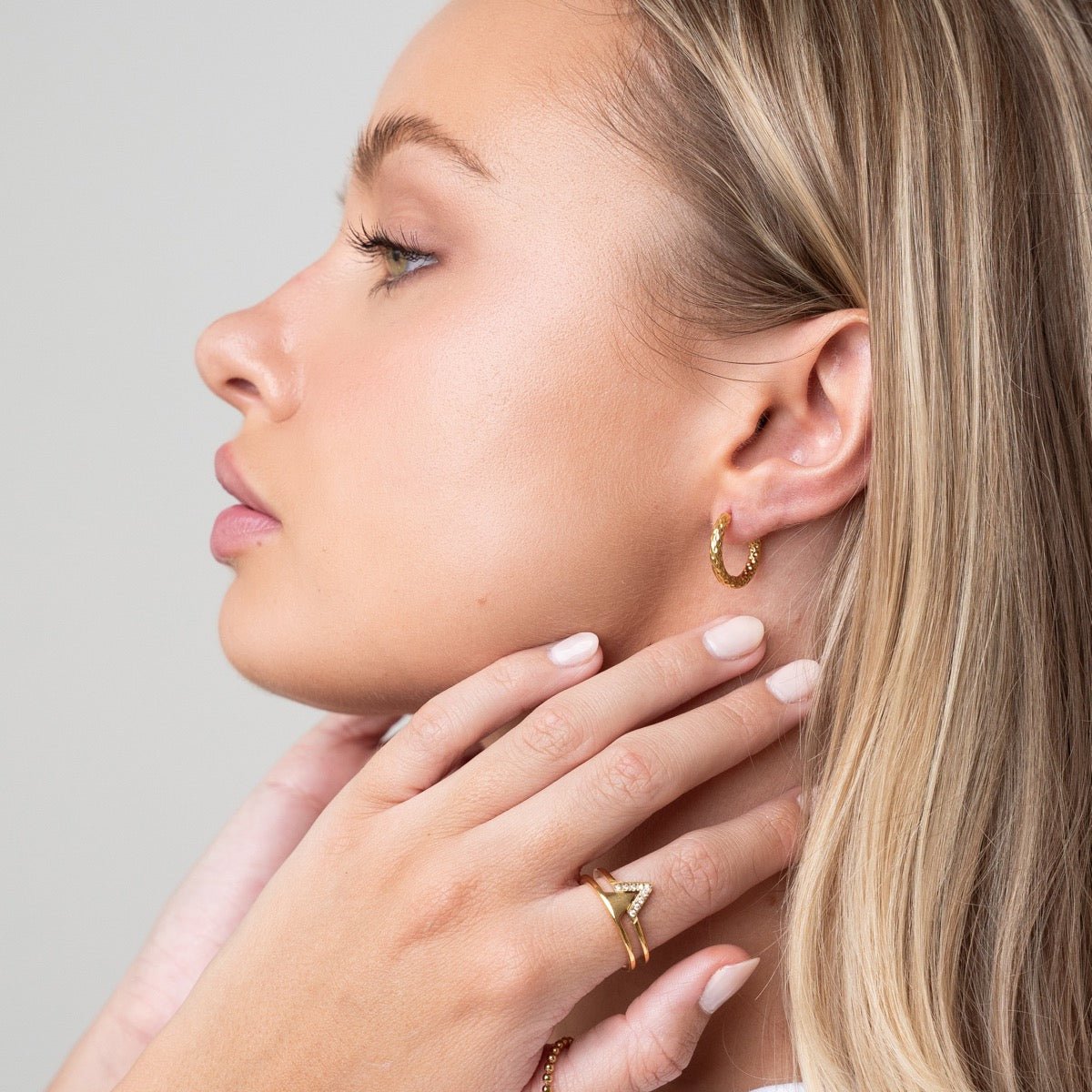 Textured Hoop Earring 18K Gold Plated