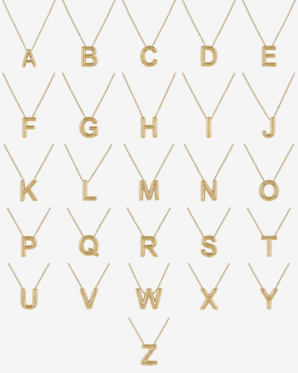 Necklace Letter Initial Bold 18K Gold Plated
