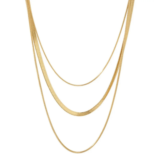 Triple Layer Chain Necklace  18K Gold Plated