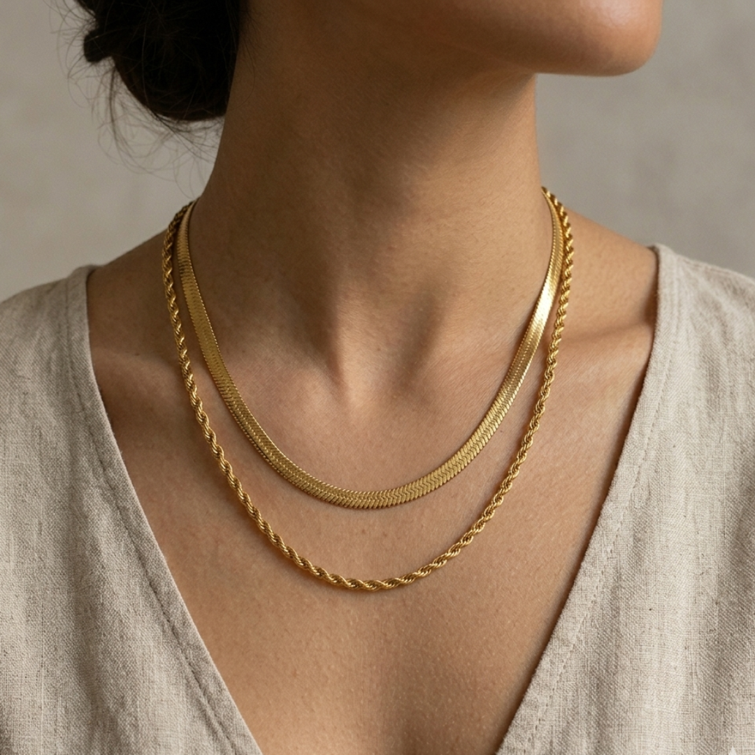 Melina Layered Necklace Set – 18K Gold Plated