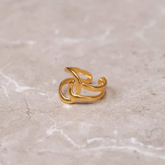 Ring Abstract Links Adjustable 18K Gold Plated