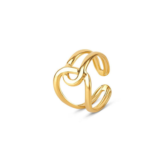 Ring Abstract Links Adjustable 18K Gold Plated
