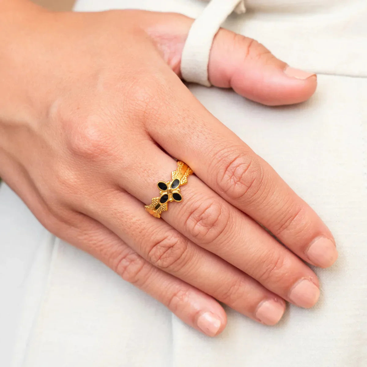 Ring Adjustable Blossom 18K Gold Plated