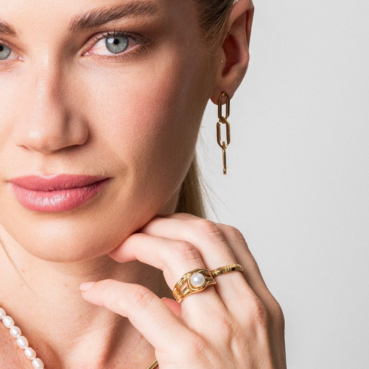 Ring Catalina Pearl Solitaire 18K Gold Plated