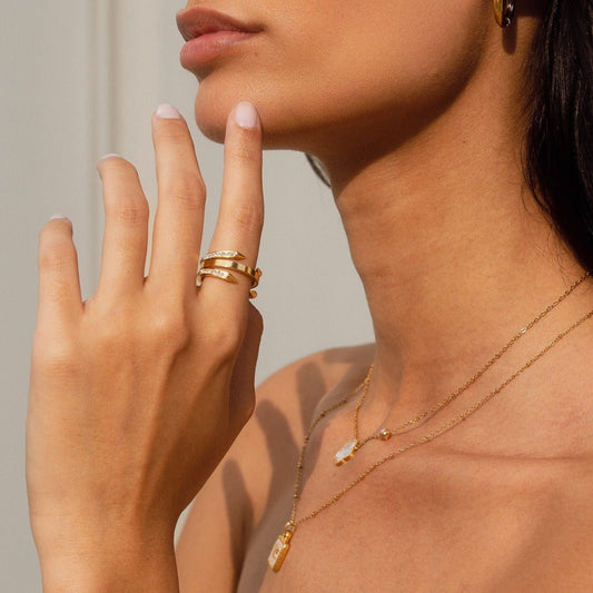 Ring Nail Tips 18K Gold Plated