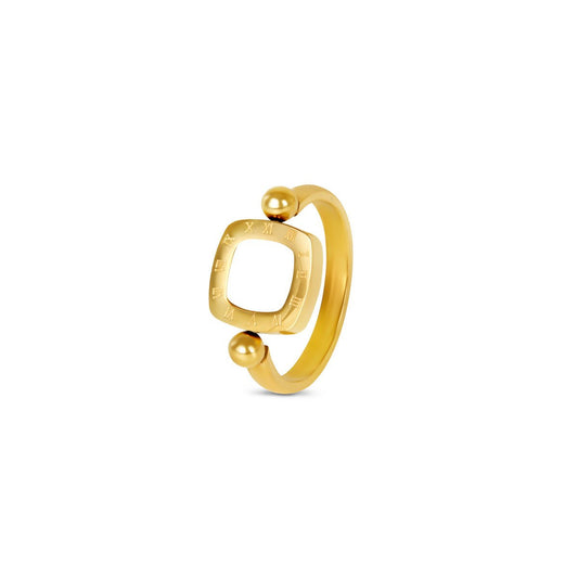 Ring Square Charm Spinning 18K Gold Plated