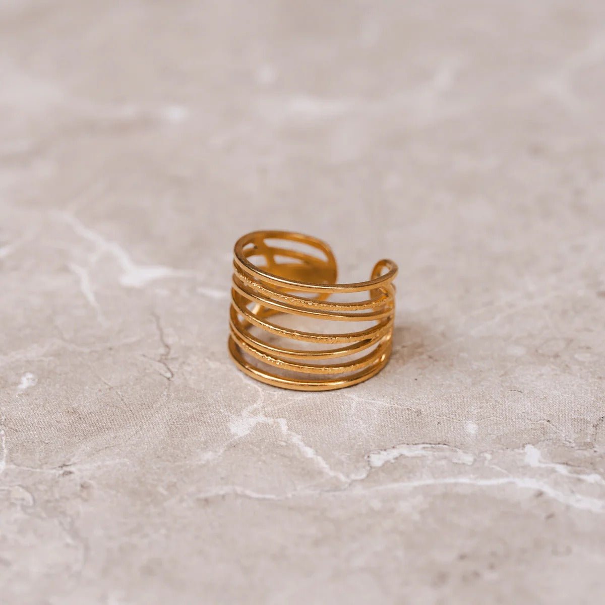 Ring Tramas Adjustable 18K Gold Plated