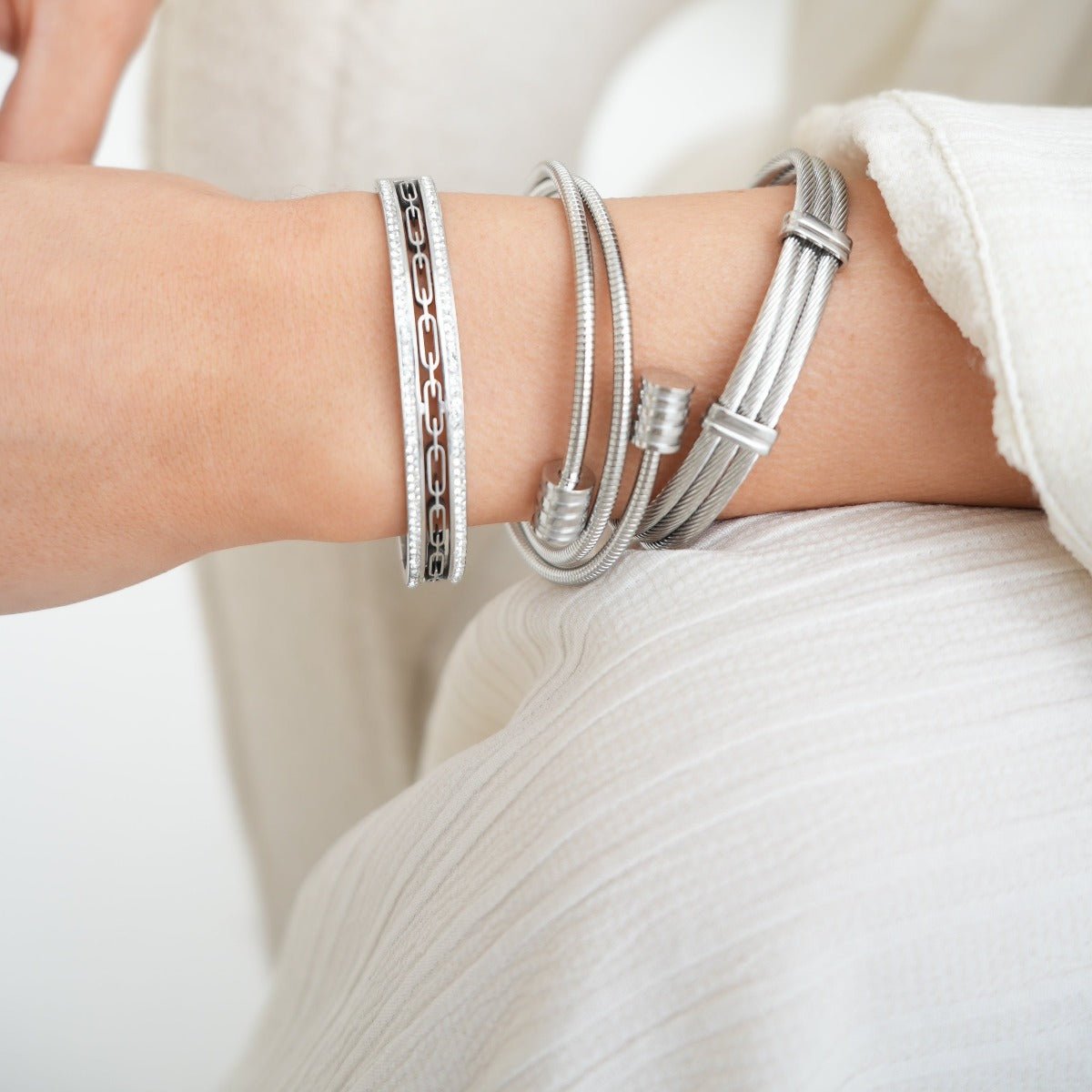 Ivy Stone Crystals Bracelet - Silver
