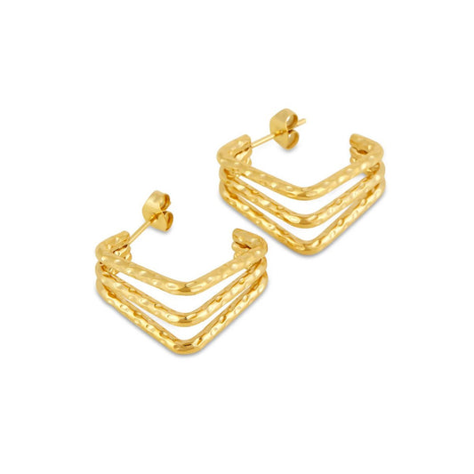 Earring Amelie Triple Divisions 18K Gold Plated