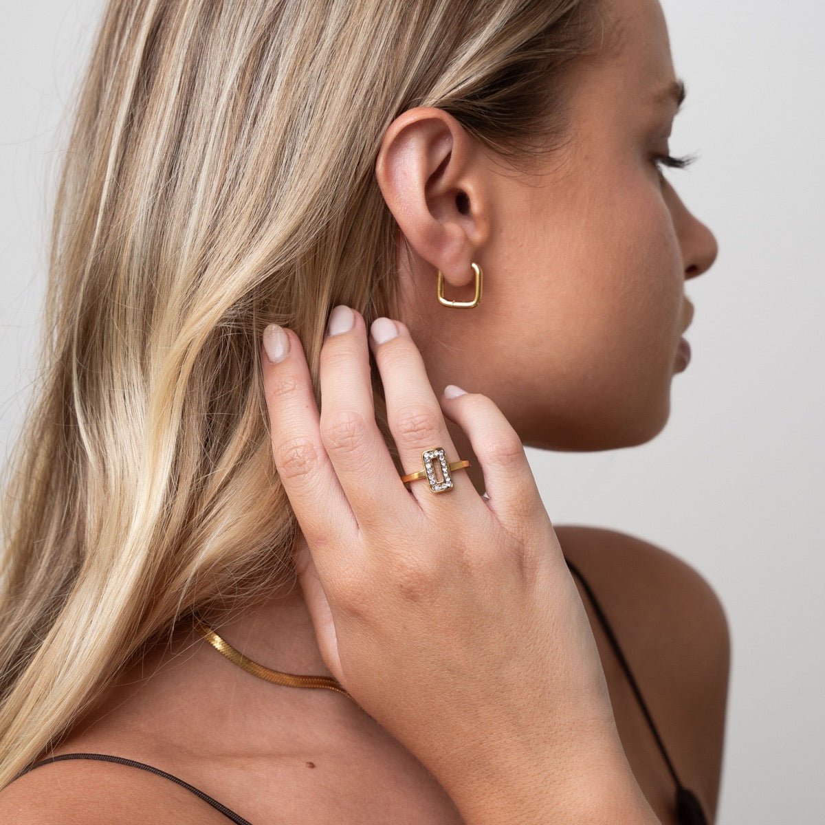 Earring Square Hoop 18K Gold Plated