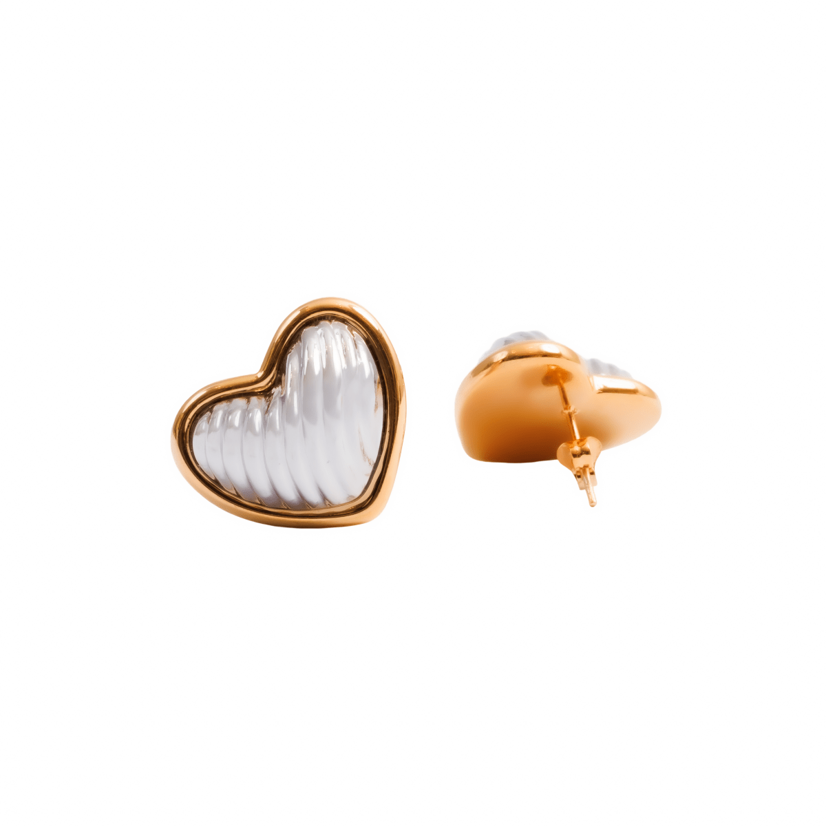 Earring Heart Contorno with Mixed Gold and Silver Finish