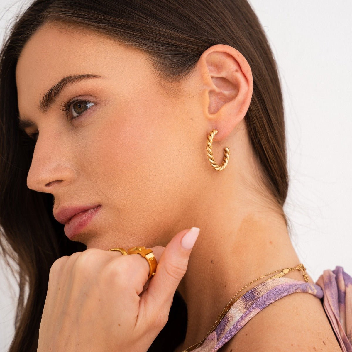 Twist Hoop Earring 18K Gold Plated