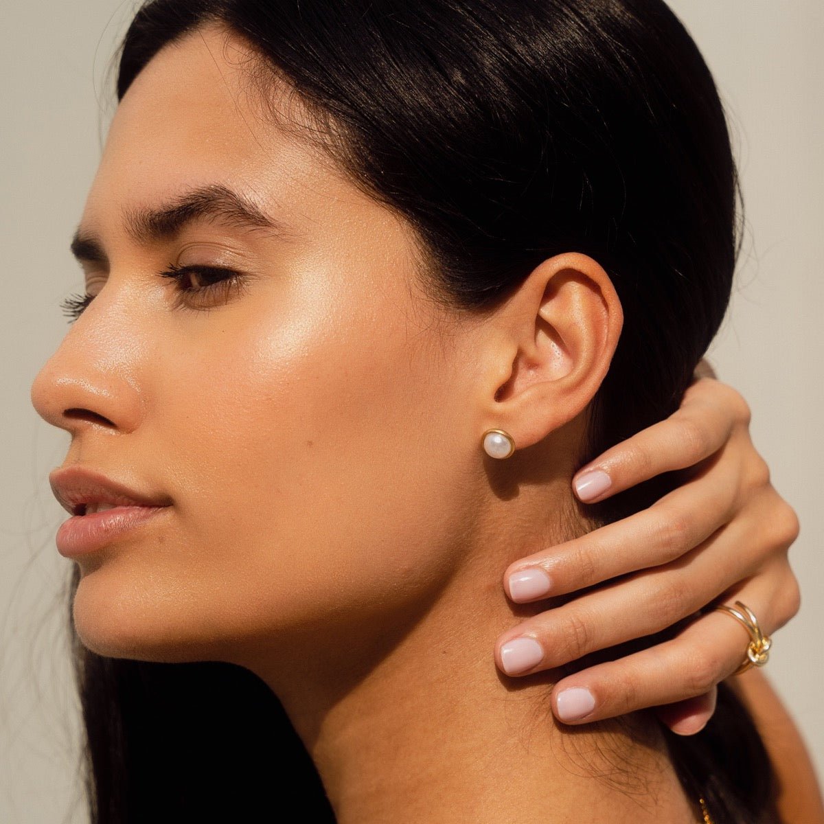 Earring Solitaire Pearl 18K Gold Plated