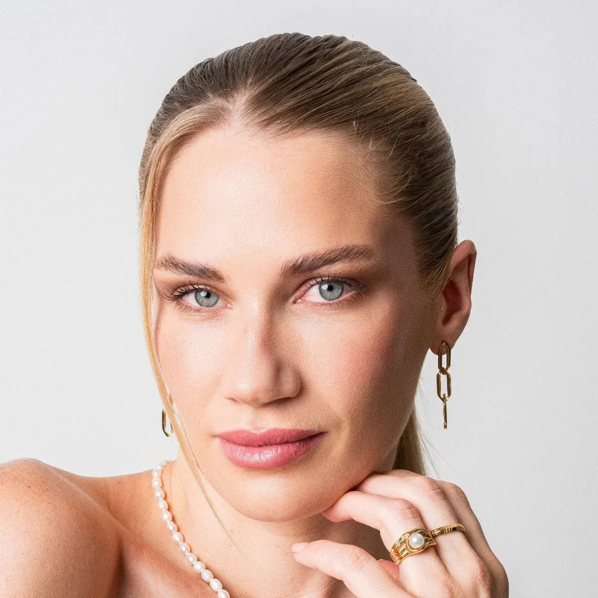 Link Dangling Earrings 18K Gold Plated