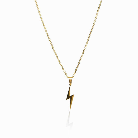 Necklace Energy Lightning Bolt Pendant 18K Gold Plated
