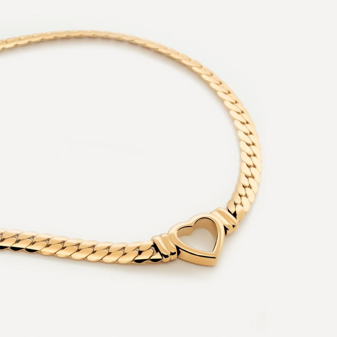 Minimalist Heart Choker Necklace 18K Gold Plated