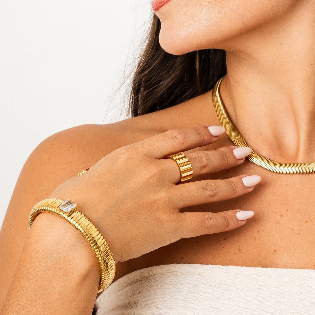 Choker Necklace Gaia Mesh 18K Gold Plated