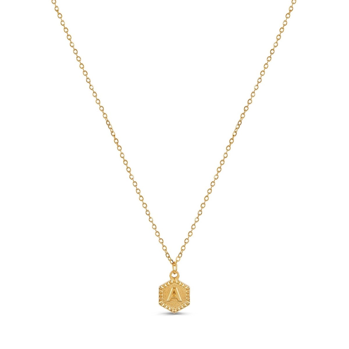 Necklace Letter Initial Hex 18K Gold Plated