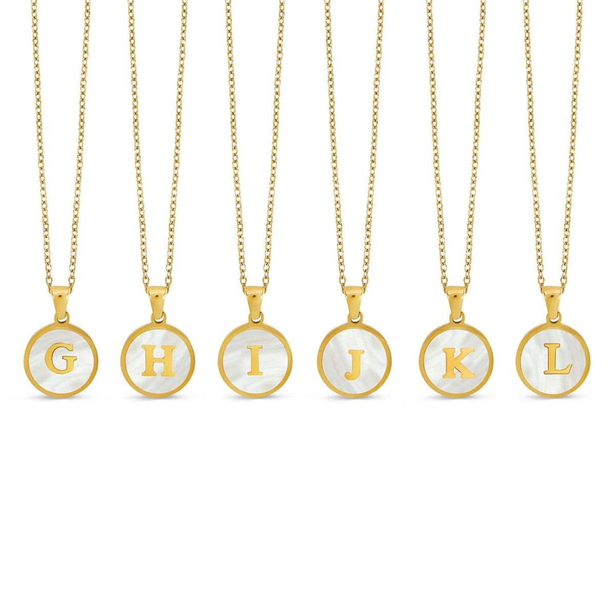 Necklace Letter Initial Marble 18K Gold Plated