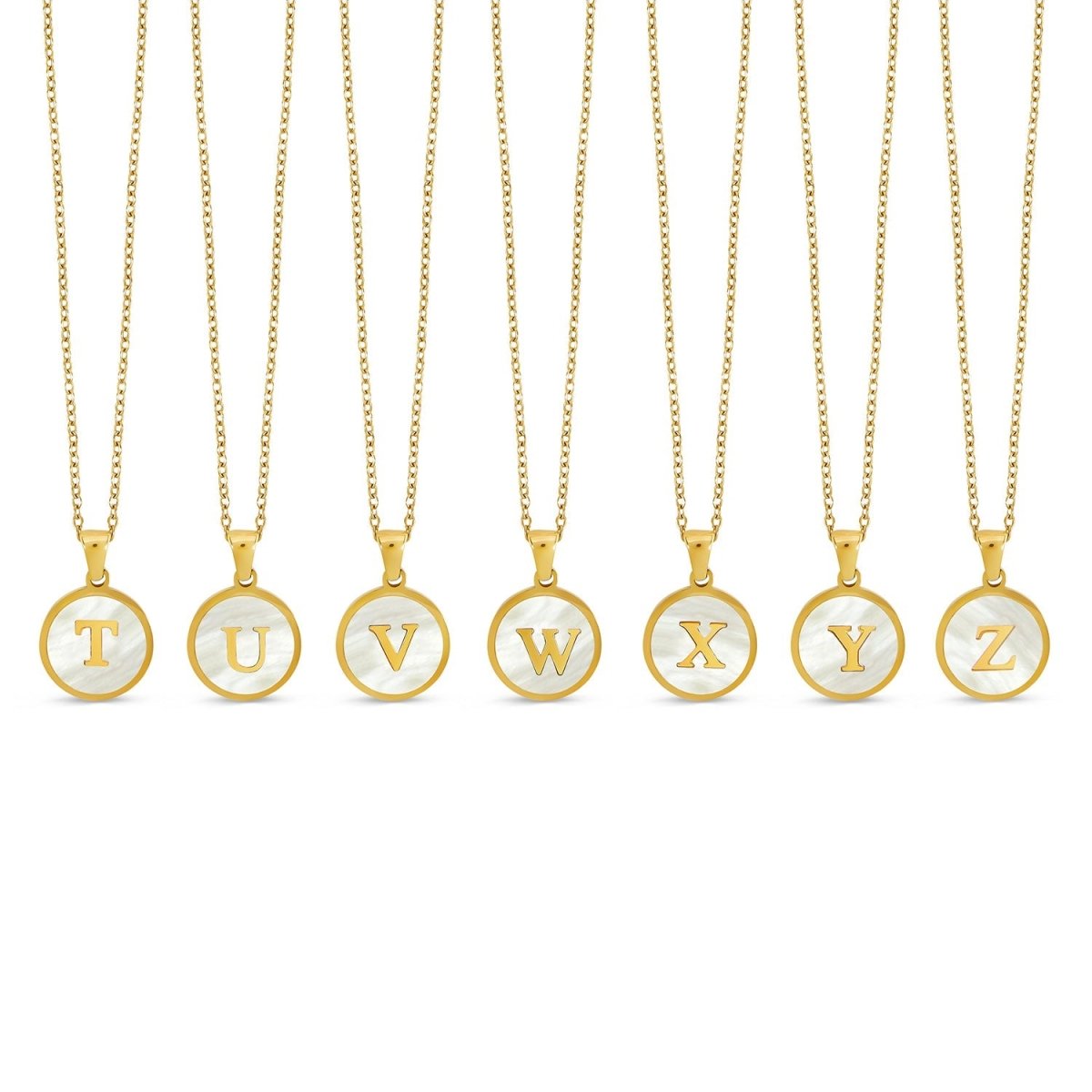 Necklace Letter Initial Marble 18K Gold Plated