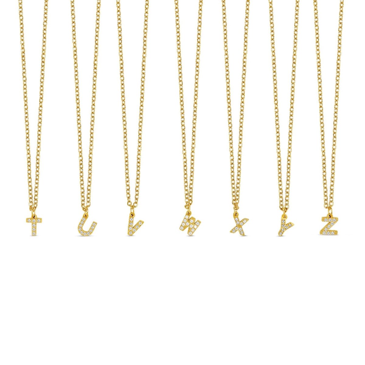 Necklace Letter Initial Stone 18K Gold Plated