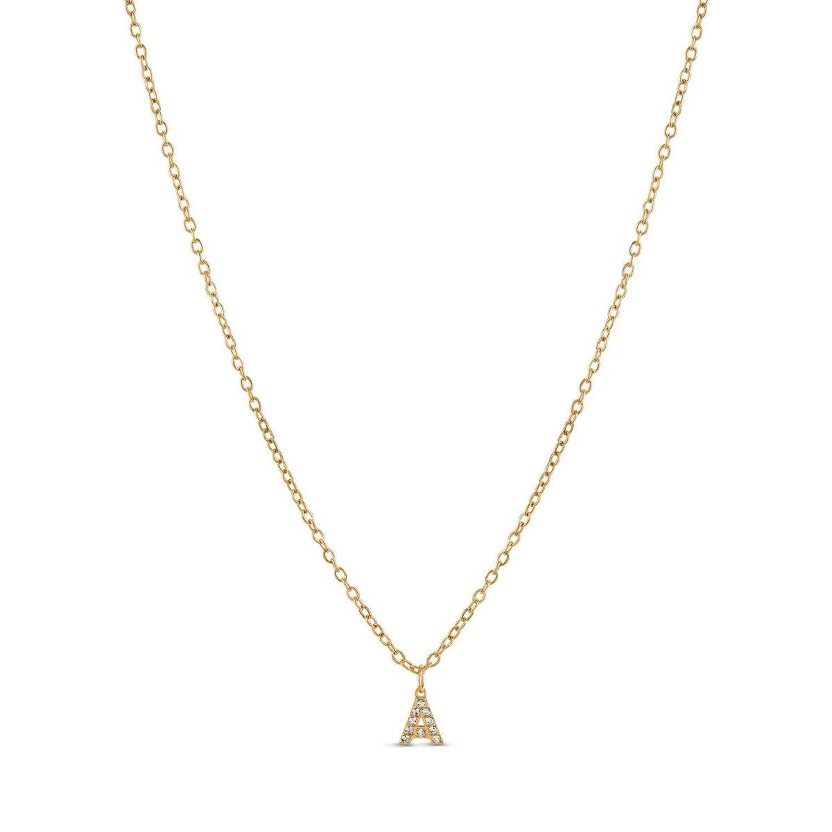 Necklace Letter Initial Stone 18K Gold Plated