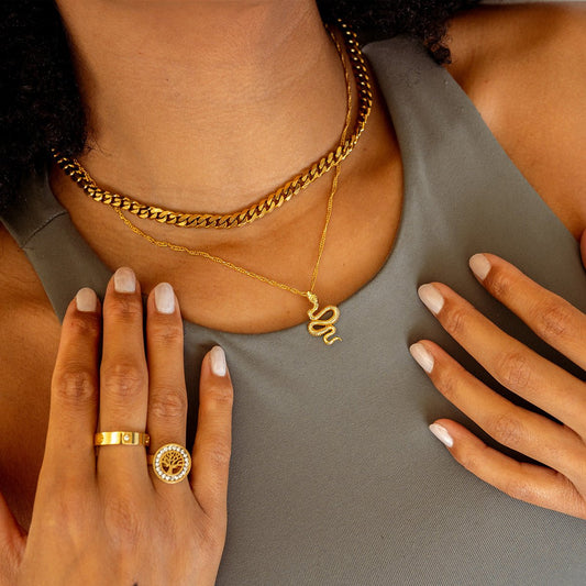Necklace Serpent Pendant 18K Gold Plated