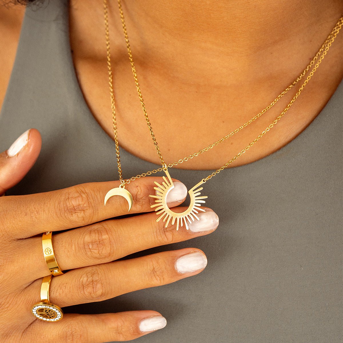 Necklace Spike Pendant 18K Gold Plated