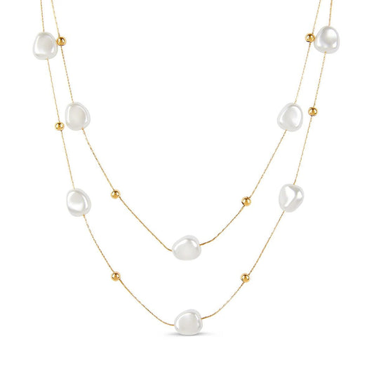 Necklace Mixes Irregular Pearls 18K Gold Plated