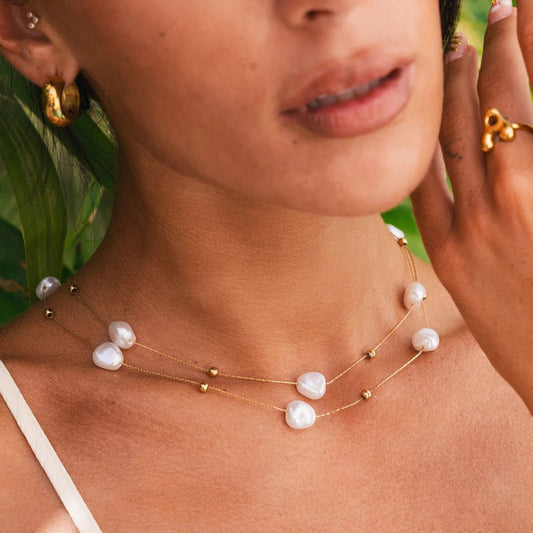 Necklace Mixes Irregular Pearls 18K Gold Plated