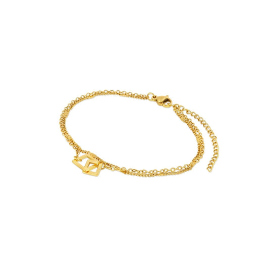 Link Pendant Square Bracelet 18K Gold Plated